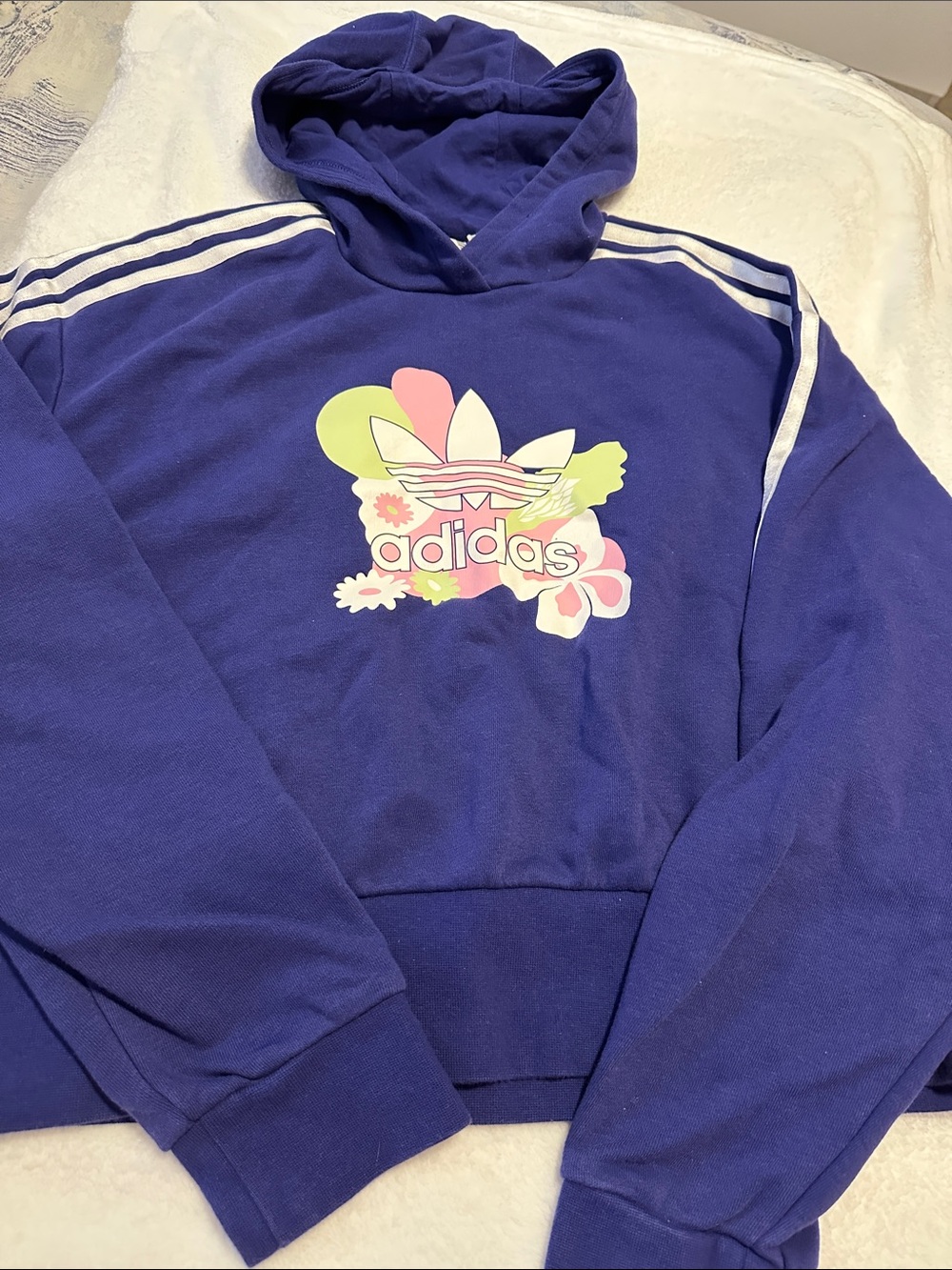 adidas Purple Hoodie with Pastel Floral Trefoil